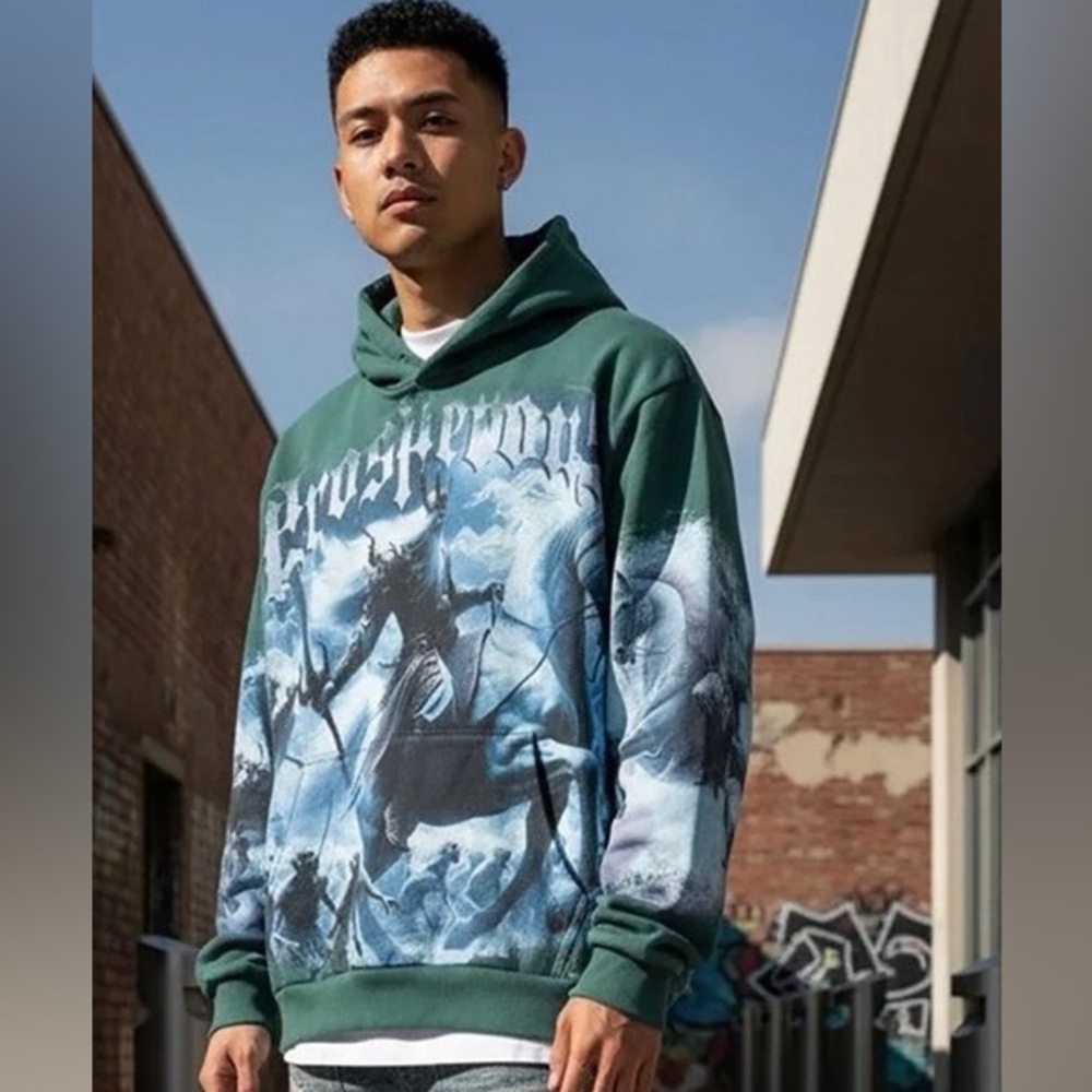 Stray Prosperous Pullover Hoodie, Forest Green, Size L, NWT!